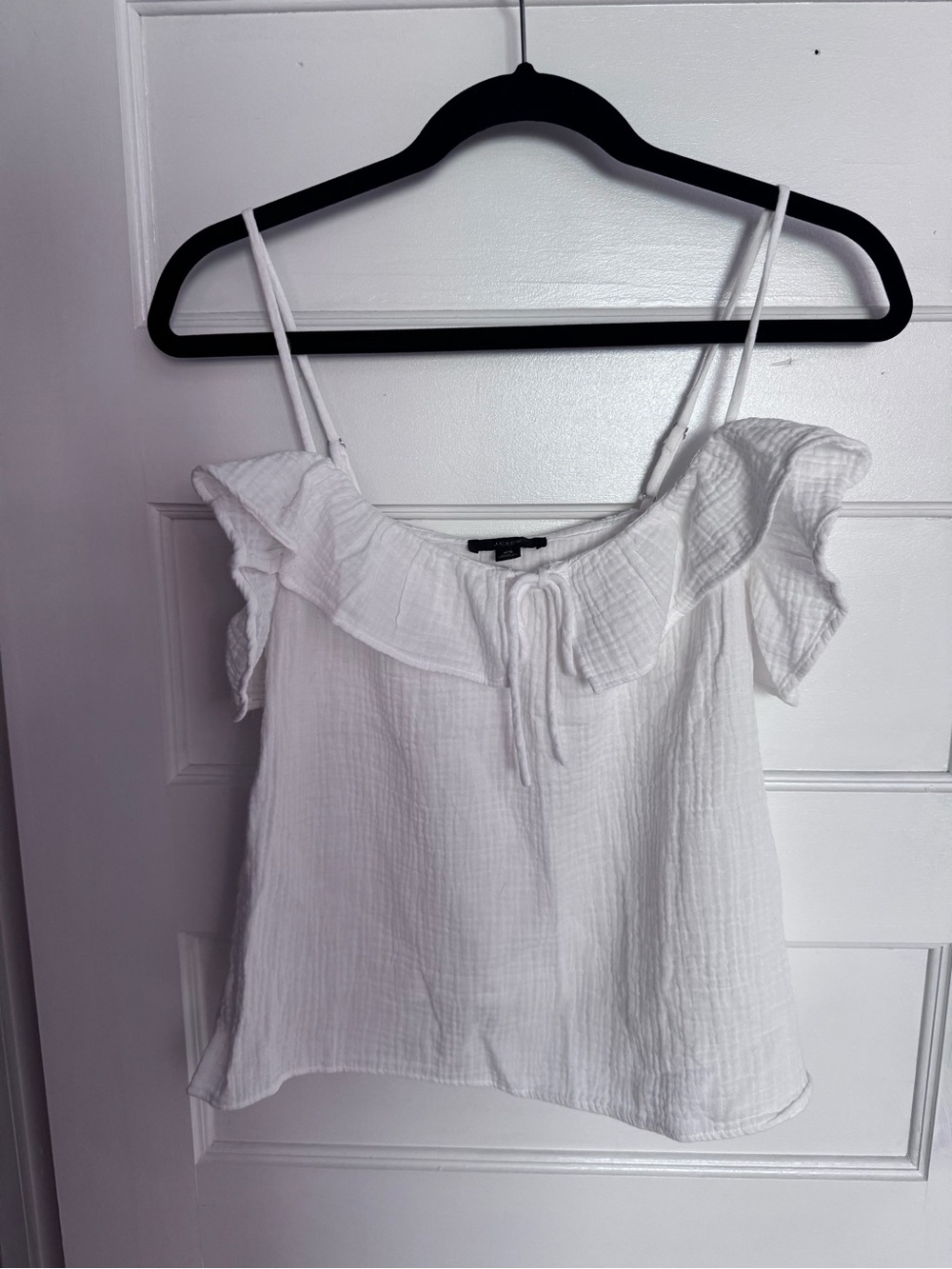 J. Crew White Ruffle-Front Spaghetti Strap Camisole